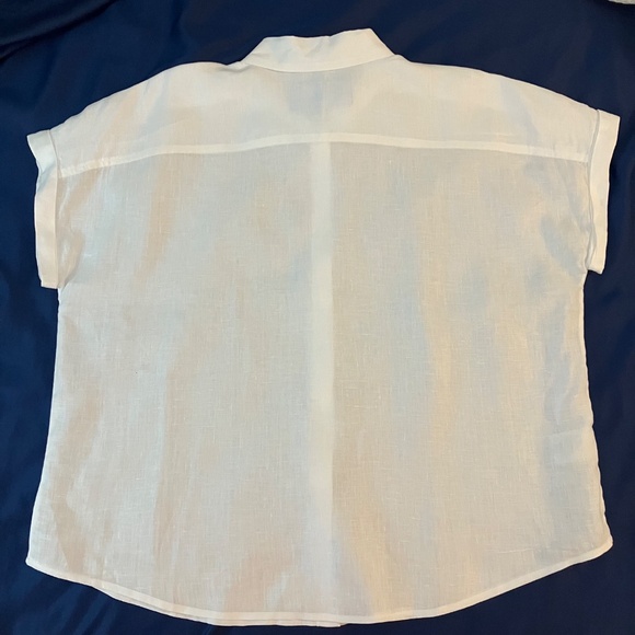Tommy Bahama Linen White Cap Short Sleeve Women's L Blouse Button Up Shirt Top - Picture 2 of 10